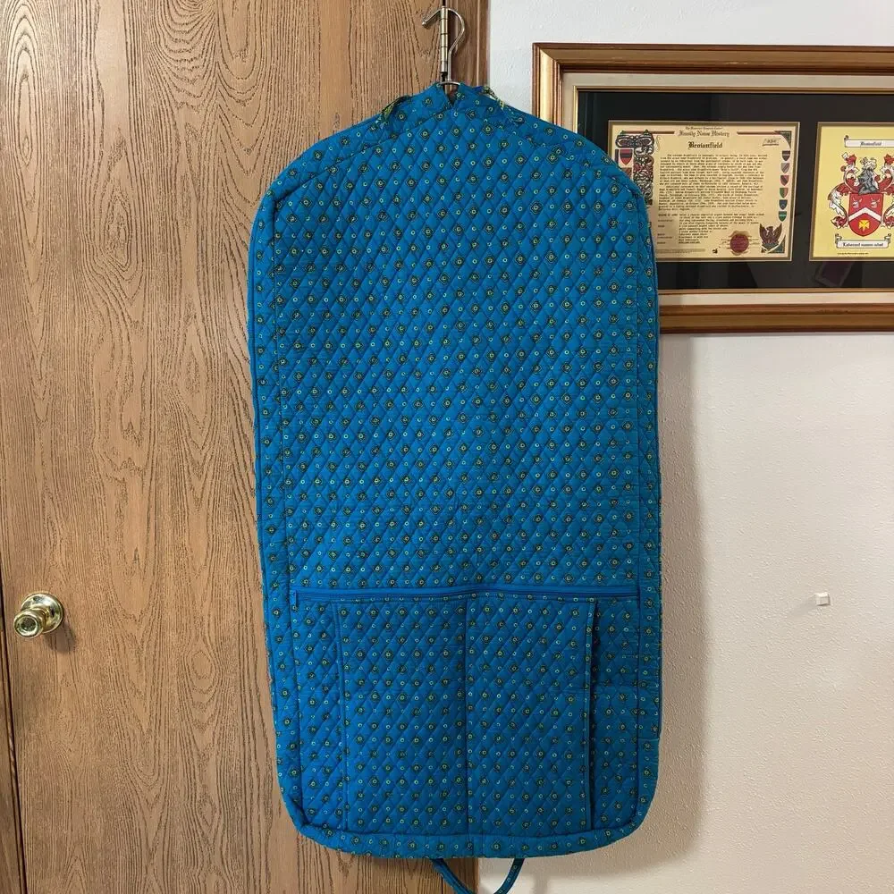 Country Provencal Quilted Cotton Garment Bag Turquoise Green Paisley Storage Bag